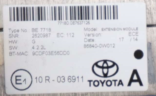 Bilstereo navigasjon til Toyota Auris 2013-2015 (Type II, Fase 1) (TOYOTA|86140-02330|)