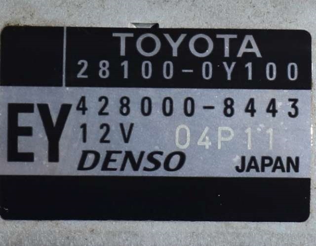 Starter til Toyota Yaris 2012-2014 (Type III, Fase 1)  (DENSO|428000-8443|28100-0Y100|)