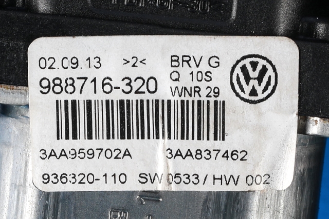 Ruteheis, kun motor, høyre foran til VW Passat 2011-2015 (B7) (B7) (VAG|3AA 959 702 A|)