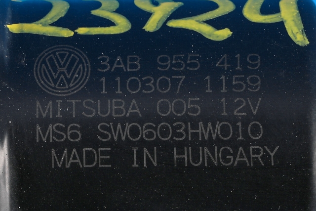 Viskermotor frontrute komplett m/overføring til VW Passat 2011-2015 (B7) (B7) (VAG|3AB 955 023|3AB 955 419|)