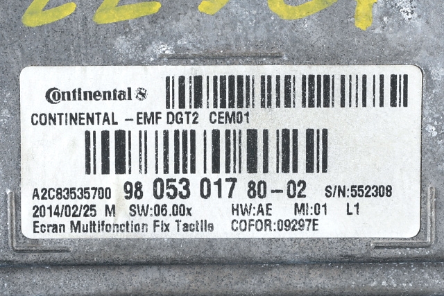 Bilstereo navigasjon skjerm til Peugeot 2008 2013-2019 (Type I)  (PEUGEOT|98 053017 80-02|)