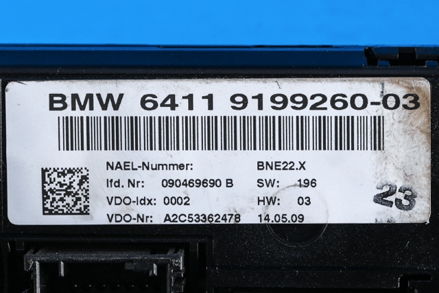 Varmeapparat betjening til BMW 3-Serie 2005-2011 (E90/E91/E92/E93) (E90/E91/E92/E93) (VDO|A2C53362478|64.11-9 199 260-03|)