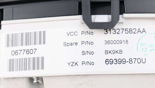 Instrumentpanel til Volvo V60 2010-2013 (Type I, Fase 1) (YAZAKI|69399-870U|31327582|)