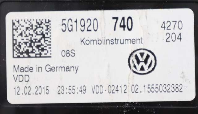 Instrumentpanel til VW Golf VII 2012-2017 (Fase 1)  (VAG|5G1 920 740|)