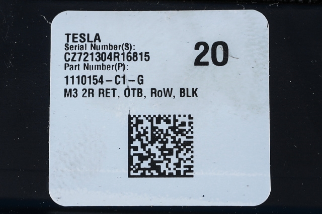 Sikkerhetsbelte bak høyre til Tesla Model 3 2018-2023 (Fase 1) (TESLA|1110154-C1-G|)