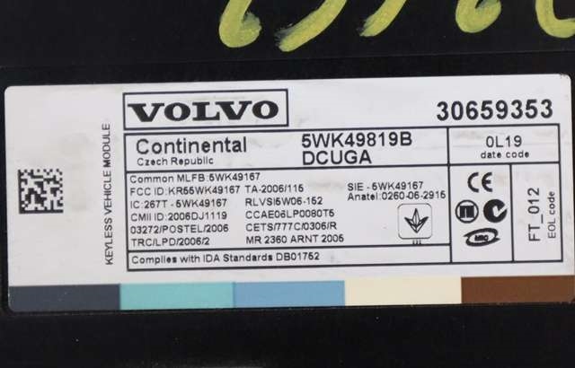 Styreenhet diverse til Volvo V70 2007-2013 (Type III, Fase 1)  (VOLVO|30659353|)