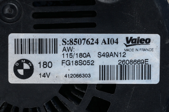 Dynamo diesel til BMW X1 2009-2015 (E84) (E84) (VALEO|FG18S052|8 507 624. 14 VOLT - 180 AMP|)