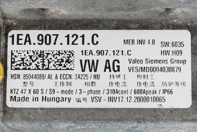 Inverter elbil til VW ID.4 2020-->>  (VAG|1EA 907 121 C|)