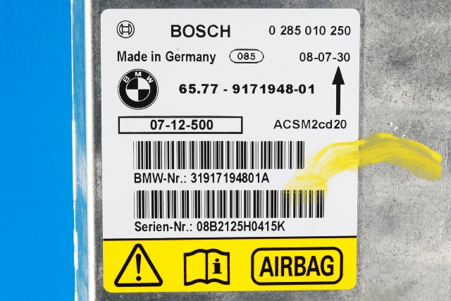 Styreenhet airbag hovedsensor til BMW X5 2007-2013 (E70) (E70) (BOSCH|0 285 010 250|65.77-9 171 948|)