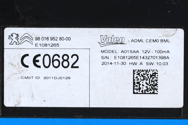 Styreenhet diverse til Peugeot 308 2013-2021 (Type II)  (PEUGEOT|98 016952 80|)