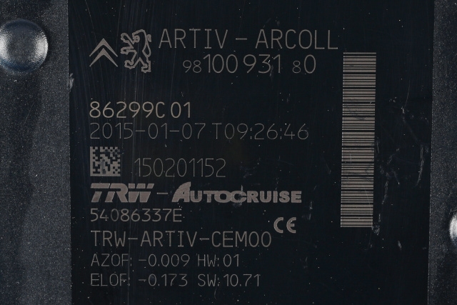 Sensor radar til Peugeot 308 2013-2021 (Type II)  (PEUGEOT|98 100931 80|)