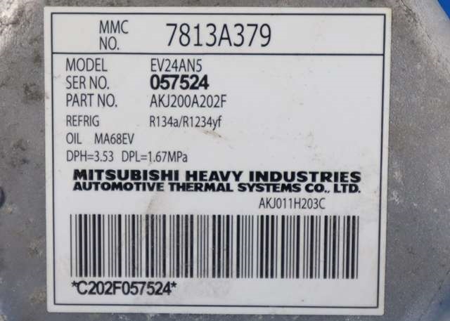 Aircondition kompressor hybrid til Mitsubishi Outlander 2015-->> (Type III, Fase 2)  (MITSUBISHI|7813A379|)