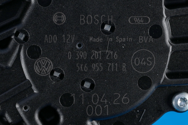 Viskermotor bakrute til VW Polo 2009-2014 (Type V, Fase 1)  (BOSCH|0 390 201 216|5K6 955 711 B|)