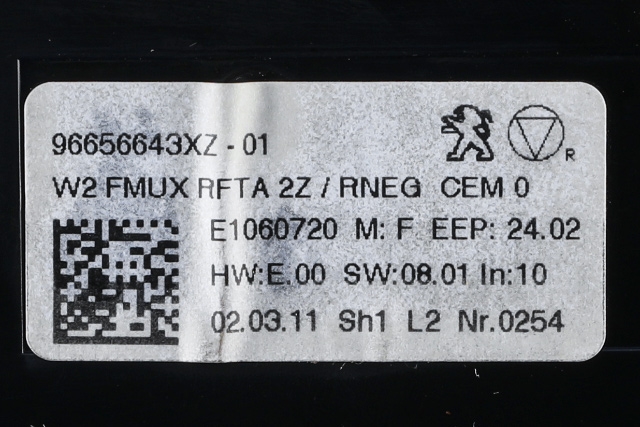 Varmeapparat betjening til Peugeot 508 2011-2014 (Type I, Fase 1)  (PEUGEOT|96 656643 XZ|)