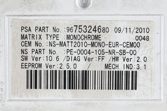Instrumentpanel til Peugeot 508 2011-2014 (Type I, Fase 1)  (PEUGEOT|96 659624 80|)