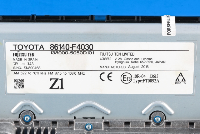 Bilstereo navigasjon skjerm til Toyota C-HR 2016-->> (TOYOTA|86140-F4030|)