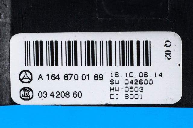 Varmeapparat betjening bak til Mercedes ML 2005-2011 (W164) (W164) (MERCEDES|A 164 870 01 89|)