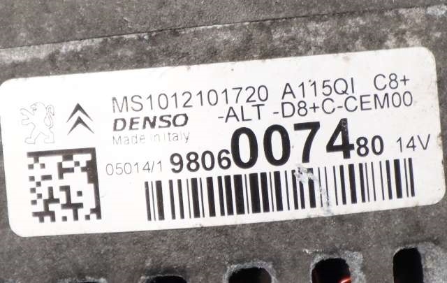 Dynamo til Peugeot 2008 2013-2019 (Type I) (DENSO|101210-1720|98 060074 80. 14 VOLT - C8|)