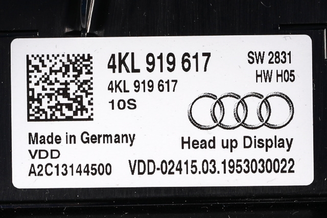 Instrument head-up display (HUD) til Audi e-tron 2018-->> (VAG|4KL 919 617|)