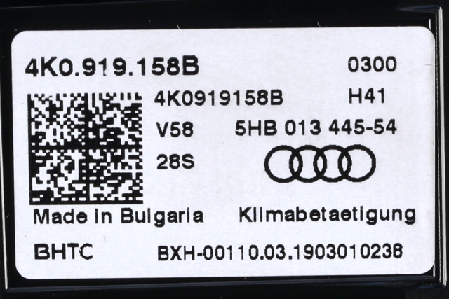 Varmeapparat betjening bak til Audi e-tron 2018-->>  (VAG|4K0 919 158 B|)
