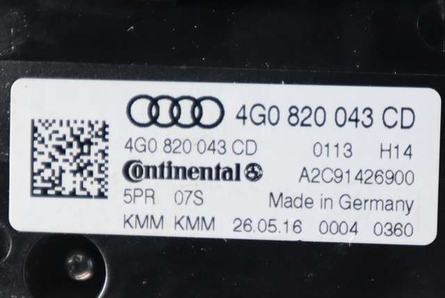 Varmeapparat betjening til Audi A6 2014-2018 (Type IV, Fase 2) (C7) (C7) (VAG|4G0 820 043 CD|)