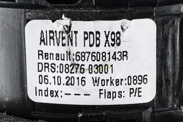 Dashbord friskluftdyse venstre til Renault Clio 2016-2019 (Type IV, Fase 2) (RENAULT|6876 08143R|)