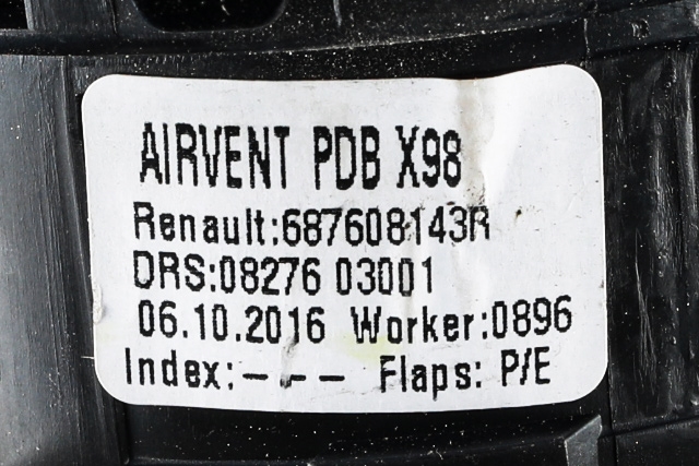 Dashbord friskluftdyse høyre til Renault Clio 2016-2019 (Type IV, Fase 2)  (RENAULT|6876 08143R|)