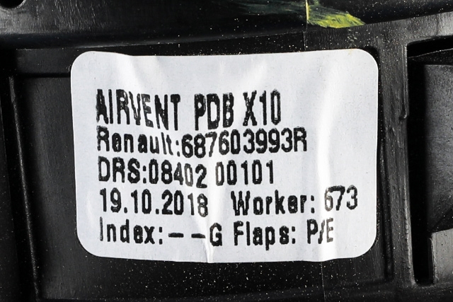 Dashbord friskluftdyse venstre til Renault Zoe 2013-2019 (Fase 1)  (RENAULT|6876 03993R|)