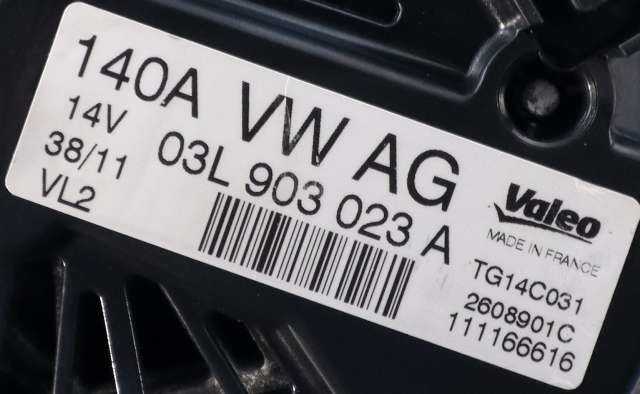 Dynamo diesel til VW Golf VI 2008-2012  (VALEO|TG14C031|03L 903 023 A. 14 VOLT - 140 AMP|)