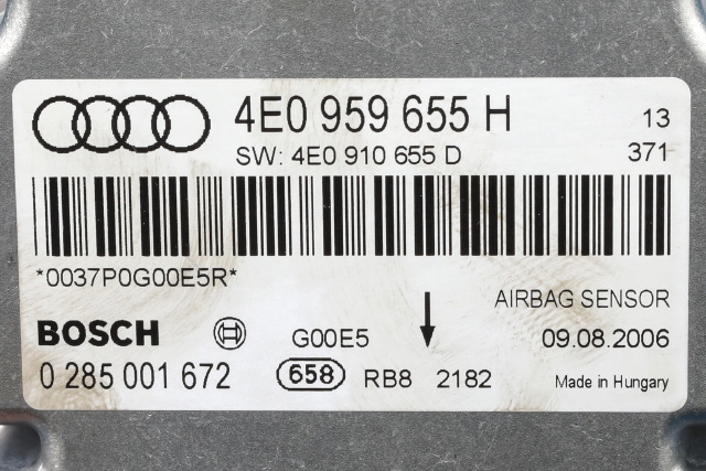 Styreenhet airbag hovedsensor til Audi A8 2003-2010 (Type II) (BOSCH|0 285 001 672|4E0 959 655 H|)