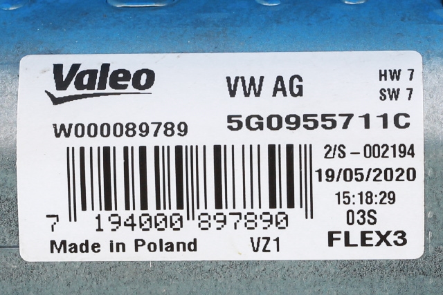 Viskermotor bakrute til Seat Mii electric 2019-->> (VALEO|W000089789|5G0 955 711 C|)