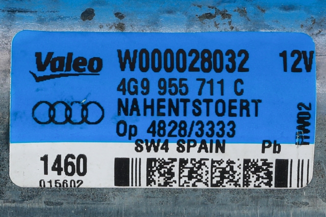 Viskermotor bakrute til Audi A6 2014-2018 (Type IV, Fase 2) (C7) (C7) (VALEO|W000028032|4G9 955 711 C|)