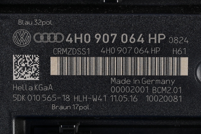 Styreenhet comfort (BCM) til Audi A6 2014-2018 (Type IV, Fase 2) (C7) (C7) (HELLA|5DK 010 565-18|4H0 907 064 HP|)