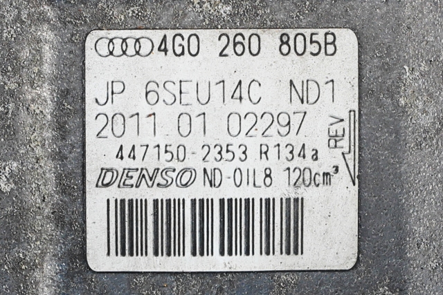 Aircondition kompressor til Audi A7 2010-2014 (Type I, Fase 1)  (VAG|4G0 260 805 B|)