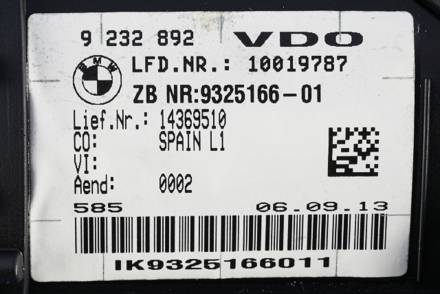 Instrumentpanel til BMW 1-Serie 2011-2015 (Fase 1) (F20/F21) (F20/F21) (BMW|9 232 892|)