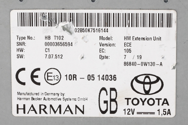 Bilstereo diverse til Lexus UX 2018-->> (TOYOTA|86840-0W130-A|)