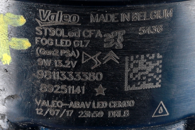 Tåkelykt høyre foran til Peugeot 308 2013-2021 (Type II) (PEUGEOT|98 113333 80|)