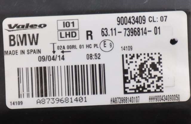 Frontlykt høyre full-LED til BMW i3 2013-2022 (BMW|63.11-7 396 814|)
