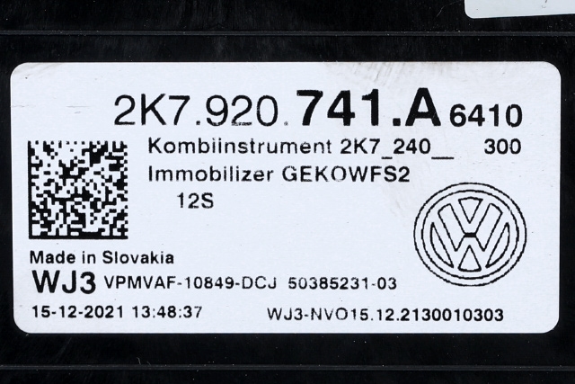 Instrumentpanel til VW Caddy 2020-->> (Type IV)  (VAG|2K7 920 741 A|)