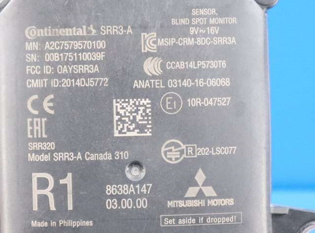 Sensor blindsone til Mitsubishi Outlander 2015-->> (Type III, Fase 2)  (MITSUBISHI|8638A147|)