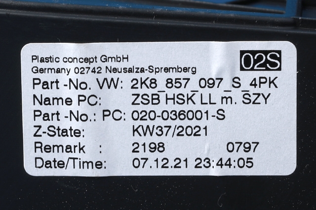 Hanskerom til VW Caddy 2020-->> (Type IV)  (VAG|2K8 857 097 S|)