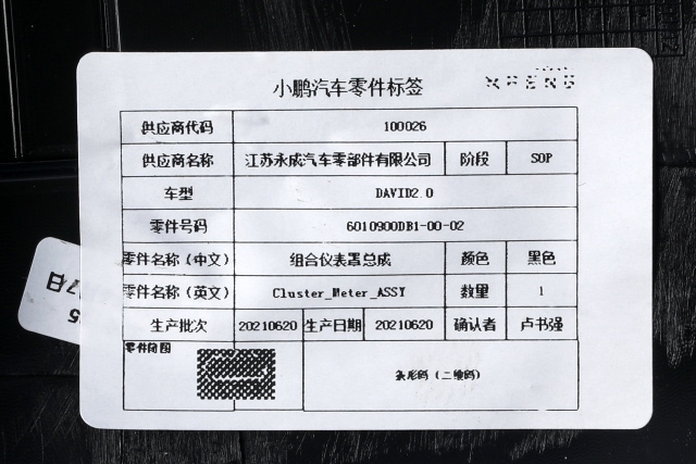 Dashbord diverse til XPeng G3 2021-->>  (XPENG|6010900DB1|)