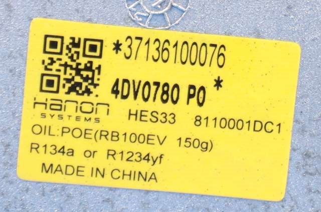 Aircondition kompressor elbil til XPeng G3 2021-->>  (HANON|4DV0780 P0|8110001DC1|)