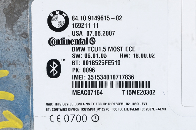 Styreenhet bluetooth til BMW X5 2007-2013 (E70) (E70) (BMW|84.10-9 149 615|)