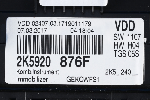Instrumentpanel til VW Caddy 2015-2020 (Type III, Fase 3)  (VAG|2K5 920 876 F|)