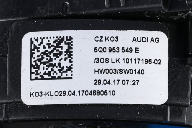 Airbag slepering til Audi Q2 2016-->>  (VAG|5Q0 953 549 E|)