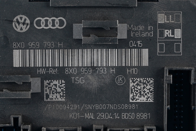 Styreenhet dør venstre foran til Audi Q3 2011-2014 (Type I, Fase 1) (VAG|8X0 959 793 H|)