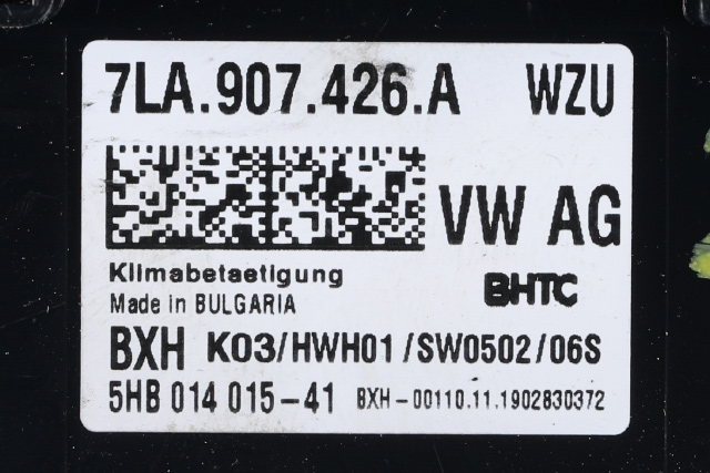 Varmeapparat betjening til VW Transporter / Caravelle 2019-->> (T6.1) (T6.1) (HELLA|5HB 014 015-41|7LA 907 426 A|)