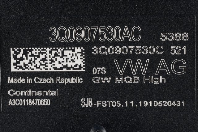 Styreenhet diverse til VW Transporter / Caravelle 2019-->> (T6.1) (T6.1) (VAG|3Q0 907 530 AC|)