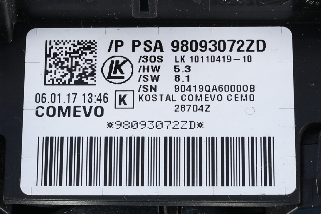 Bryter combi til Peugeot Expert 2016-->> (Type III)  (PEUGEOT|98 093072 ZD|)
